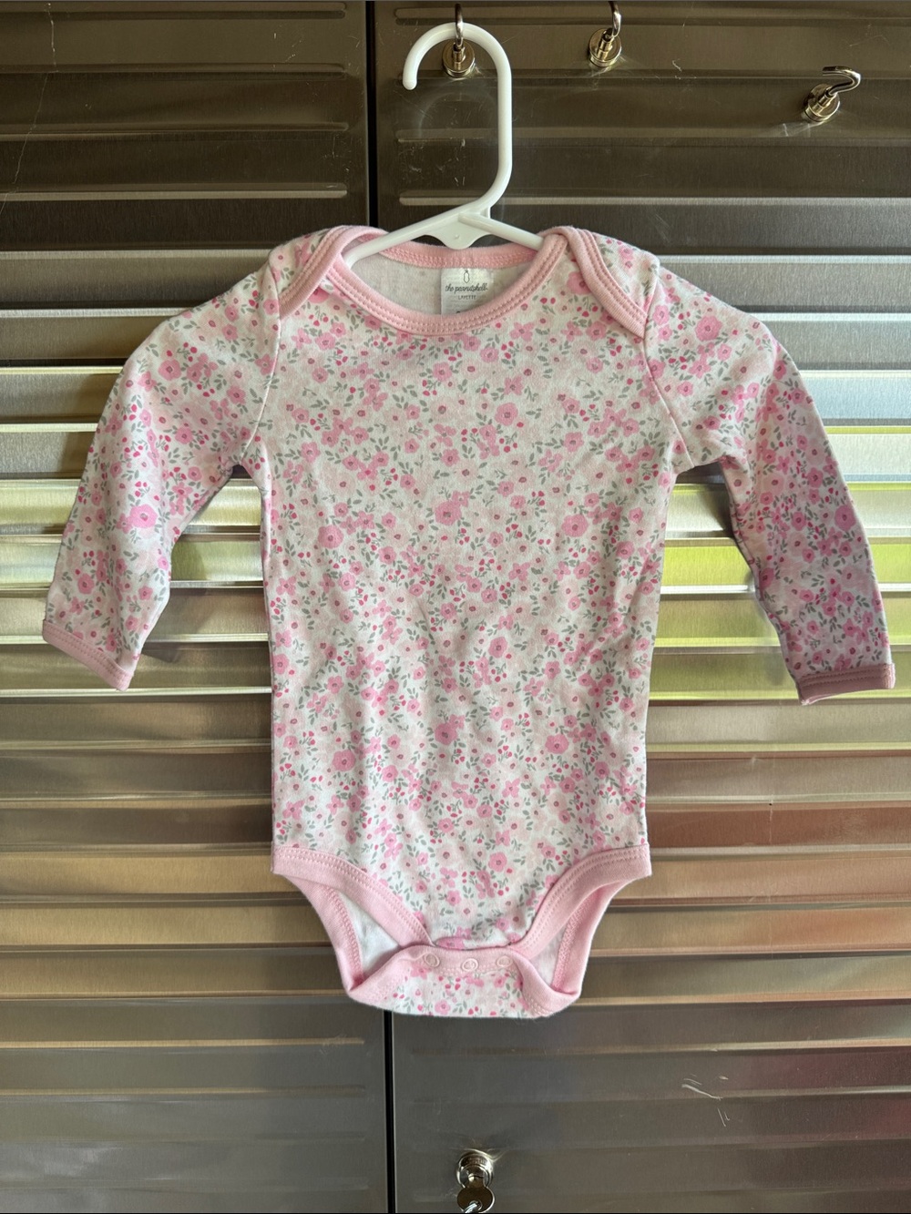 Long-Sleeve Pink Floral Baby Bodysuit
